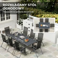 Outsunny Stół ogrodowy rozkładany 160/220x90 cm, aluminiowy, odporny na warunki atmosferyczne(m-4)