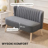 HOMCOM Sofa dwuosobowa, Mała Sofa Loveseat w wyglądzie lnu, Nowoczesna Sofa do Salonu, Sypialni, Małych Pomieszczeń, Szara, 117 x 56,5 x 77 cm(m-4)