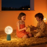 HOMCOM Lampada da Tavolo a Forma di Luna e 3 Colori con 10 Luminosità, in ABS, Ø15x28 cm, Bianco e Verde Scuro(m-9)