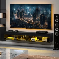 HOMCOM Mobile Contenitore Sospeso con Luci LED a 16 Colori e Telecomando, 180x40x30 cm, Nero(m-9)