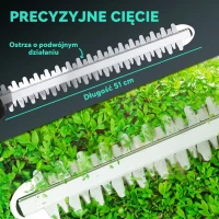 Outsunny Elektryczne Nożyce do Żywopłotu z Akumulatorem, Silnik, Bateria, Niebieskie(m-6)