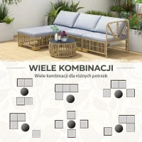 Outsunny Zestaw Mebli ogrodowych, 5-częściowy, z poduszkami do siedzenia, Syntetyczny rattan, rama ze stali nierdzewnej, Szary(m-6)
