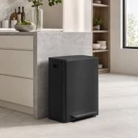 HOMCOM Kosz na śmieci 2 x 25L, pedał, stal nierdzewna, z pokrywą(m-9)