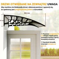 Outsunny Daszek nad drzwi lub okno, odporny na warunki atmosferyczne, przezroczysty, aluminiowe wsporniki/poliwęglan, 103 x 96,5 x 27 cm, czarny(m-7)