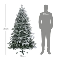 HOMCOM Albero di Natale Innevato 182.88cm con 2531 Rami Alto e Stretto con Base Pieghevole, Verde(m-3)
