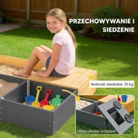 AIYAPLAY Piaskownica 2-częściowa 150x90 cm drewniana z siedziskiem, schowkiem, płytą grzewczą, wyjmowanym zlewozmywakiem i koralikami abakusa, żółta(m-6)