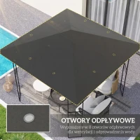 Outsunny Dach zastępczy do pawilonu 3 x 3 m wodoodporny dach pawilonu UPF30+ pokrycie z tkaniny Oxford, 370 g/m², szary(m-4)