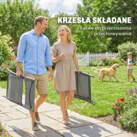 Outsunny Zestaw Mebli Ogrodowych Składany 5-częściowy Stół z 4 Oddychającymi Krzesłami w Stylu Drewna, Kompaktowy(m-5)