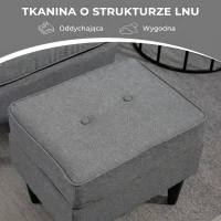 HOMCOM Oorfauteuil met Voetkruk, Gestoffeerde Fauteuil met Rubberhouten Poten, Stoffen Bekleding, Grijs(m-7)
