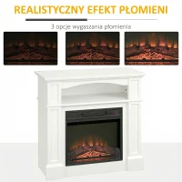 Kominek elektryczny 1800 W, efekt 3D, biały, z ogrzewaniem(m-4)