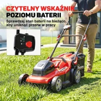 Outsunny Elektryczna Kosiarka 800 W z szerokością cięcia 40 cm, pojemnik na trawę 45 l, wskaźnik akumulatora, ochrona przed przeciążeniem, 7 wysokości cięcia(m-6)