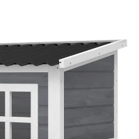 PawHut Pollaio in Legno con Nido a 3 Cubi, Tetto Impermeabile, Vassoio Estraibile per 2-4 Galline, Grigio Chiaro(m-14)