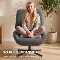 HOMCOM Obrotowy Fotel Akcentowy, Chenille, Wysokie Oparcie, Głębokie Siedzisko, Ciemnoszary(m-4)