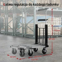 HOMCOM Wózek platformowy transportowy składany, 150 kg, ręczny wózek z hamulcem postojowym, rozsuwaną platformą i regulowanym uchwytem, pomoc transportowa z kółkami kierowanymi, wózek pakowy, srebrny(m-5)
