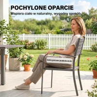 Outsunny Zestaw Mebli Ogrodowych 7-częściowy Z Rozkładanym Stołem i 6 Krzesłami, Design Lameli Drewna, Rama Aluminiowa(m-7)