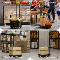 Składany wózek HOMCOM, metalowy, z regulowanym uchwytem, max. 200 kg, 102 cm, zielony(m-8)
