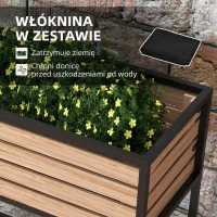 Outsunny Skrzynka na Kwiaty Podwyższony Grząd, Odporny na Warunki Atmosferyczne, 3 Skrzynki do Sadzenia, 83 cm x 39 cm x 100 cm, Naturalny + Czarny(m-6)