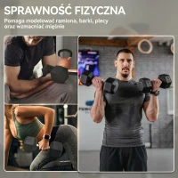 HOMCOM Hantla Hexagon, 35 kg, żeliwna hantla z antypoślizgowym uchwytem, czarno-srebrna(m-7)