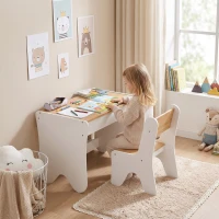 AIYAPLAY Kinder tafel- en stoelset, 2-delig met lade, voor tekenen, wit(m-2)