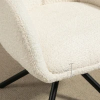 HOMCOM Fotel Lounge z podłokietnikami, w wyglądzie lnu, obrotowy, z metalowymi nogami, do salonu, kuchni, sypialni, kremowy(m-7)