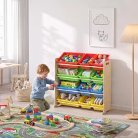 AIYAPLAY Kinderrek, 4-laags speelgoedrek met 12 uitneembare opbergbakken, 85,5 x 40 x 88,5 cm, veelkleurig(m-2)