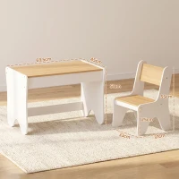 AIYAPLAY Kinder tafel- en stoelset, 2-delig met lade, voor tekenen, wit(m-3)