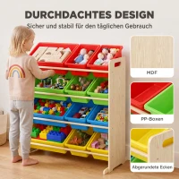 AIYAPLAY Kinderrek, 4-laags speelgoedrek met 12 uitneembare opbergbakken, 85,5 x 40 x 88,5 cm, veelkleurig(m-6)
