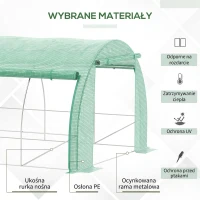 Outsunny Szklarnia foliowa, Szklarnia, przechodnia, Okno siatki, Rama metalowa, 4x3x2m, Zielony(m-4)