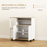 Wózek kuchenny z szafką, regulowane półki, Biały(m-5)
