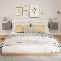 HOMCOM Set di 2 Comodini Sospesi con 2 Cassetti Moderni e Salvaspazio, 40x29x30 cm, Grigio Cemento(m-7)