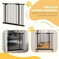 PawHut Cancellino per Cani a 2 Estensioni con Larghezza Regolabile fino 100 cm e Chiusura Automatica, Nero(m-7)