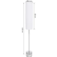 HOMCOM Lámpara de Pie Moderna para Dormitorio Estudio Salón (2 E27 Bombilla) Interruptor de y Bajo Consumo con Base de Acero Inoxidable 120 cm Blanco(m-3)
