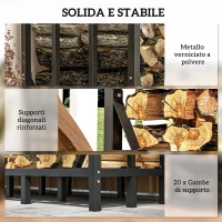 Outsunny Portalegna da Esterno in Metallo Rinforzato con Copertura, Capacità di 2000kg, Nero(m-6)