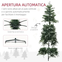 HOMCOM Albero di Natale Innevato con 850 Rami e Design a Sezioni, in Plastica e Acciaio, Ø110x180 cm, Verde(m-6)