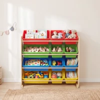 AIYAPLAY Kinderrek, 4-laags speelgoedrek met 12 uitneembare opbergbakken, 85,5 x 40 x 88,5 cm, veelkleurig(m-9)