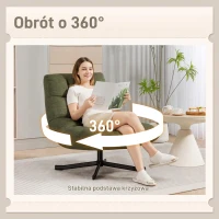 HOMCOM Fotel Obrotowy Lounge z Szerokim Siedziskiem, Odporny na Wodę Chenille, Krzyżowane Nogi Ze Stali, Zielony(m-7)