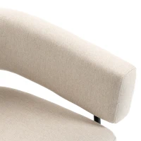 HOMCOM Fauteuil voor Woonkamer, Loungestoel met Dik Kussen, Gestoffeerde Relaxstoel in Linnenlook met Stalen Frame, Beige(m-10)