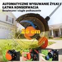 Outsunny Akumulatorowy trymer do trawy 21V z 2x4,0Ah akumulatorami, ładowarką, 25 cm szerokości cięcia, regulowanym teleskopowym uchwytem(m-7)