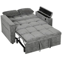 HOMCOM 2-zits slaapbank met verstelbare rugleuning en 2 kussens, 136 x 190 cm, grijs(m-1)