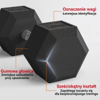 HOMCOM Hantle z teksturowanym uchwytem, żeliwne, 2 x 20kg do domu, siłowni, treningu siłowego(m-4)