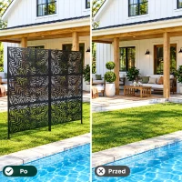 Osłona przeciwwiatrowa Outsunny, odporna na warunki atmosferyczne, stal, 122 cm x 45 cm x 198 cm, czarna(m-7)