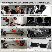 SPORTNOW Zestaw sztang do ćwiczeń 20 kg, z 6 talerzami, 2 x 5kg, 2 x 2,5kg, 2 x 1,25kg, antypoślizgowa rękojeść, czarno-czerwony(m-5)
