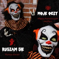 1,7m Dekoracja Halloween, Horror Klaun z dźwiękiem i efektami(m-5)