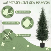 HOMCOM Sztuczna Cyprysowa Roślina 120 cm z Mchem, Odporna na UV Plastikowa Roślina w Doniczce, Dekoracyjny Sztuczny Drzewko do Salonów, Sypialni, Biur, Ogrodów, Prezent(m-5)