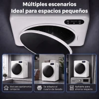 HOMCOM Secadora de Evacuación 3 kg 1000W con Pantalla Táctil Control de Tiempo y Temperatura Función Antiarrugas Blanco(m-8)