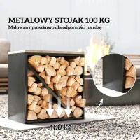 Outsunny 2-w-1 Wewnętrzny regał na drewno kominkowe 58 x 36 x 60 cm, podwyższony regał na drewno z przegrodą, stojak na drewno kominkowe, regał na drewno, metal, czarny(m-5)