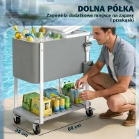 Outsunny Wózek chłodzący 56L z kółkami, otwieraczem do butelek, dolną półką, uchwytem, szary(m-7)