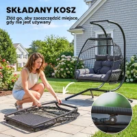 Fotel wiszący z poduszką, składany, polirattan, na zewnątrz(m-7)