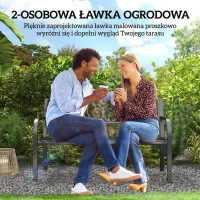 Outsunny Ławka Ogrodowa Metalowa z Wzornictwem Kwiatowym, 2-osobowa, Nośność 240 kg, Stal, 127D x 60S x 87W cm, Czarny(m-4)