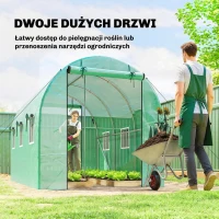 Outsunny Szklarnia 3 x 2 x 2 m Szklarnia foliowa z 2 zwijanymi drzwiami i 6 siatkowymi oknami, zielona(m-6)